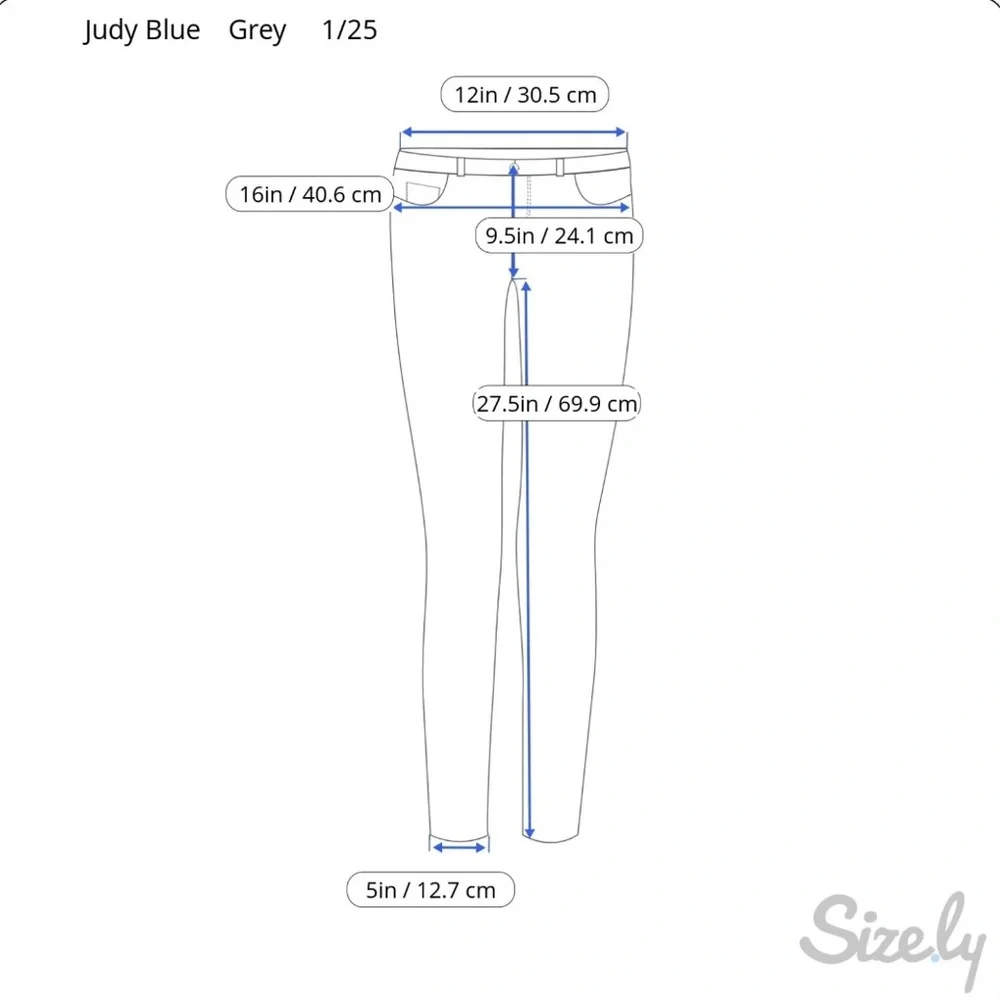 Judy Blue Slim Fit Jeans 1/25 High Rise‎ Light Wash Gray Denim Stretch 24x27.5